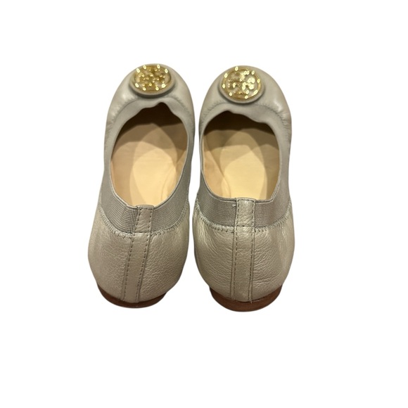 Tory Burch Chic Gray Ballet Flats with Gold Emblem - Picture 3 of 7